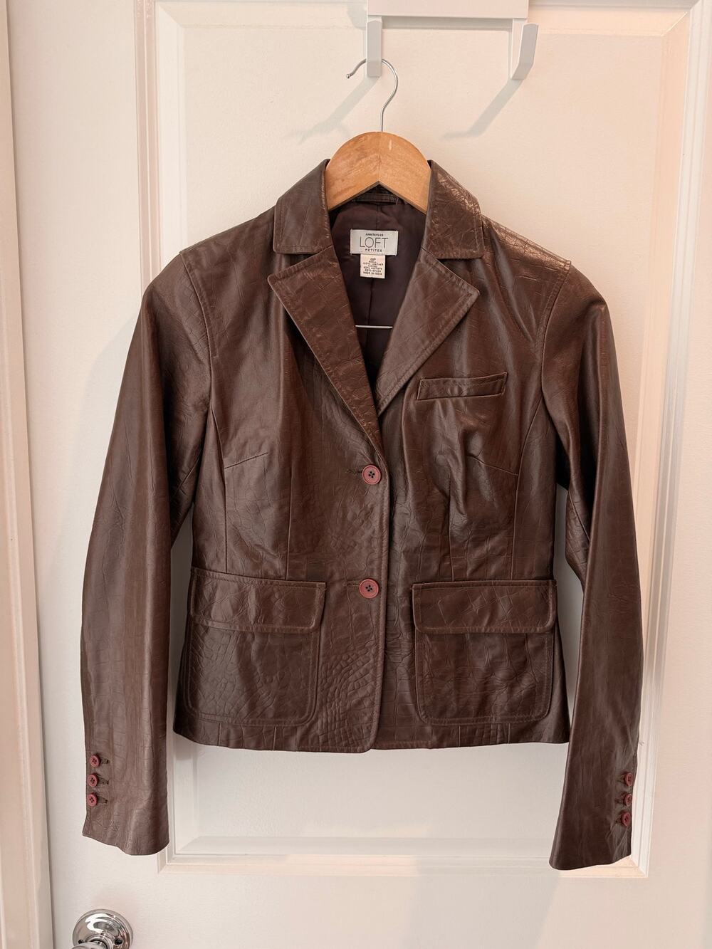 Vintage 90s Ann Taylor Genuine Brown Leather Jacket‎ Y2K Size 0P